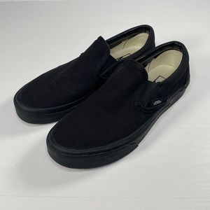 Vans All Black Slip On Sneaker Shoes Women size 7 Men size 5.5